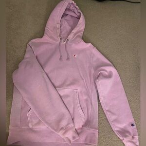 Champion Pink Crewneck Hoodie with Classic C Logo